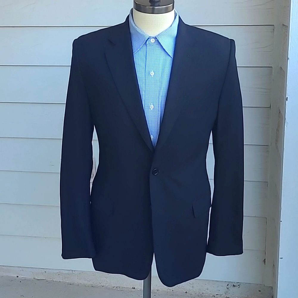 CANALI 1934 Recent Italy Black Weave‎ Wool Sz 38 L Mens Sport Coat Blazer
